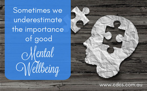 Image of a head with a puzzle piece missing, text reads: Sometimes we underestimate the importance of good mental wellbeing.